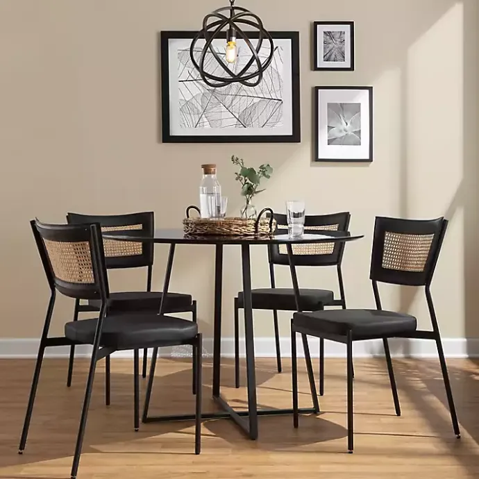 Online Kirklands Home Vegan Leather and Rattan Dining Chairs, Set of 2