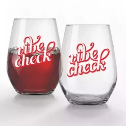 Discount Kirklands Home Vibe Check Stemless Wine Glasses, Set of 2 Red