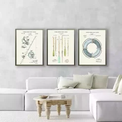 New Kirklands Home Vintage Boat Oars Patent Framed Art Print
