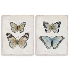 Sale Kirklands Home Vintage Butterflies Canvas Art Prints, Set of 2