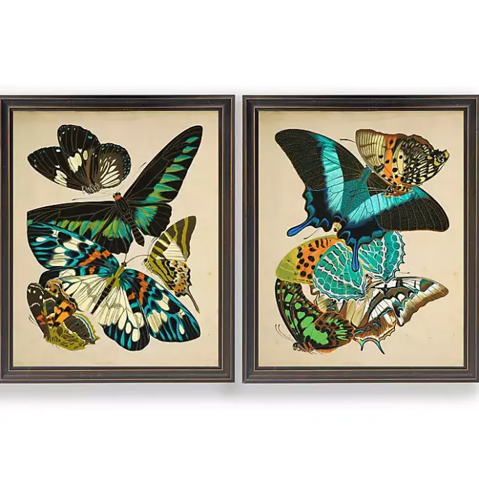 Outlet Kirklands Home Vintage Butterflies II Framed Art Prints, Set of 2 Multi