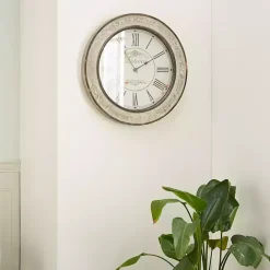 Discount Kirklands Home Vintage Cream Rust Round Framed Wall Clock