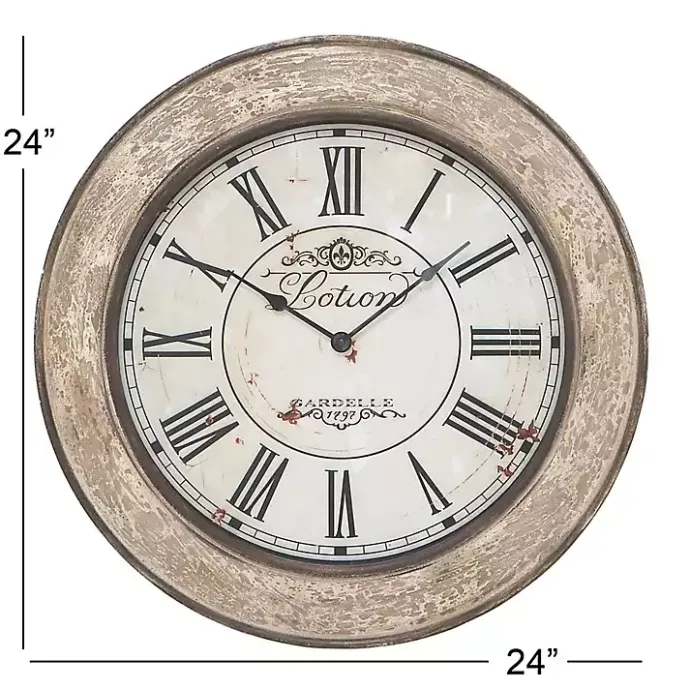 Discount Kirklands Home Vintage Cream Rust Round Framed Wall Clock