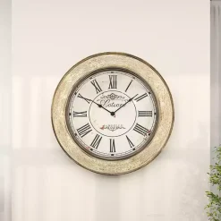 Discount Kirklands Home Vintage Cream Rust Round Framed Wall Clock