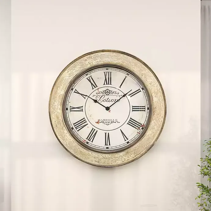 Discount Kirklands Home Vintage Cream Rust Round Framed Wall Clock