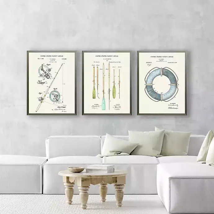 Online Kirklands Home Vintage Fishing Reel Patent Framed Art Print