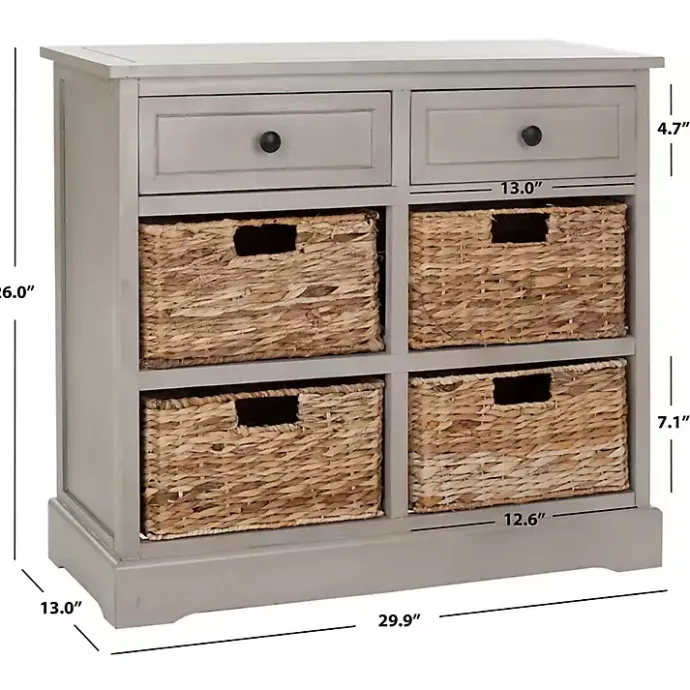 Discount Kirklands Home Vintage Cabinet with Woven Baskets Gray