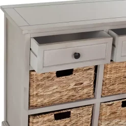 Discount Kirklands Home Vintage Cabinet with Woven Baskets Gray