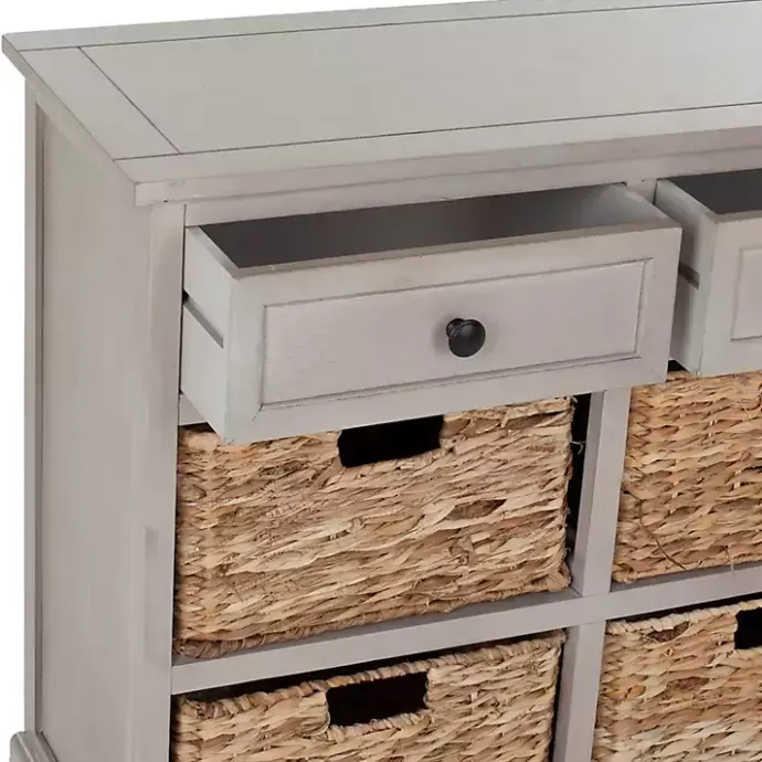 Discount Kirklands Home Vintage Cabinet with Woven Baskets Gray