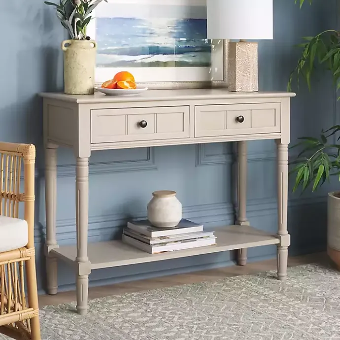 Online Kirklands Home Vintage 2-Drawer Samantha Console Table Gray