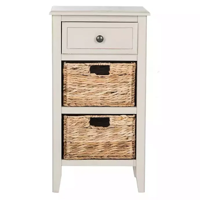 Outlet Kirklands Home Vintage Wood Baskets Everly Accent Table Gray