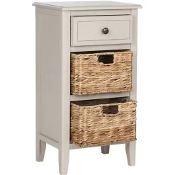 Outlet Kirklands Home Vintage Wood Baskets Everly Accent Table Gray