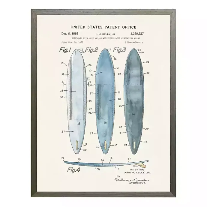 Discount Kirklands Home Vintage Surfboards Patent Framed Art Print