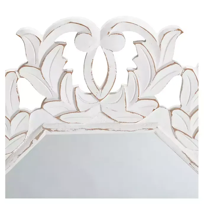 New Kirklands Home Vintage White Carved Octagon Wall Mirror