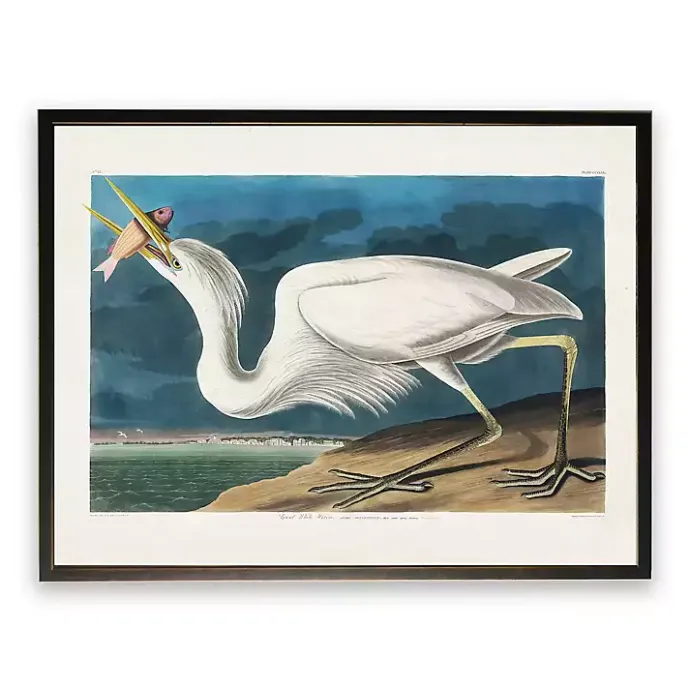 New Kirklands Home Vintage White Pelican With Fish Framed Art Print