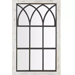 Outlet Kirklands Home Vista Arched Windowpane Mirror Ivory