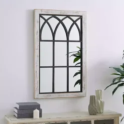 Outlet Kirklands Home Vista Arched Windowpane Mirror Ivory
