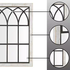 Outlet Kirklands Home Vista Arched Windowpane Mirror Ivory
