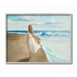 Kirklands Home Walk On The Beach Framed Canvas Art Print Blue