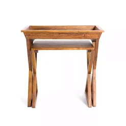 New Kirklands Home Walnut Acacia Wood 2-pc. End Table Set Brown