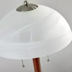 Outlet Kirklands Home Walnut Alabaster Frosted Glass Table Lamp White