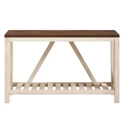 Sale Kirklands Home Walnut and Whitewash A-Frame Console Table Ivory