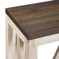 Sale Kirklands Home Walnut and Whitewash A-Frame Console Table Ivory