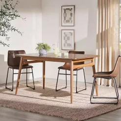 Hot Kirklands Home Walnut Ash Wood Mid-Century Modern Dining Table Brown