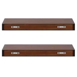 Best Kirklands Home Walnut Brown Floating Shelves, Set of 2