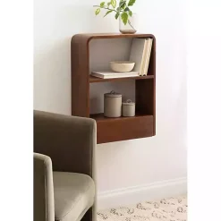 Best Kirklands Home Walnut Kato Single Drawer Wall Shelf Brown