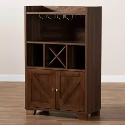 Best Kirklands Home Walnut Brown Open Shelf Wine Cabinet