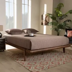 Online Kirklands Home Walnut Wood Full Platform Bed Brown