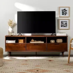 Hot Kirklands Home Walnut 3-Drawer Wood TV Stand Brown