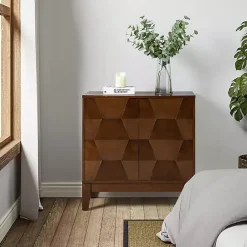 Best Kirklands Home Walnut Geometric Mabel 2-Door Cabinet Brown