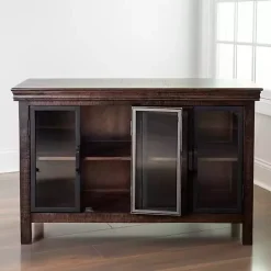 Outlet Kirklands Home Walnut Henry Cabinet with Glass Doors Brown