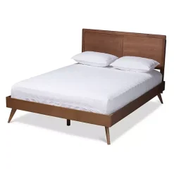 Best Kirklands Home Walnut Inset Paneling Platform Queen Bed Brown