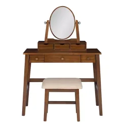New Kirklands Home Walnut Lorna Tilting Mirror 2-pc. Vanity Set Brown