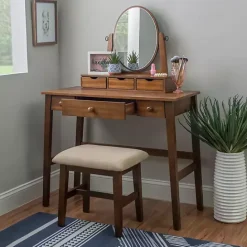 New Kirklands Home Walnut Lorna Tilting Mirror 2-pc. Vanity Set Brown
