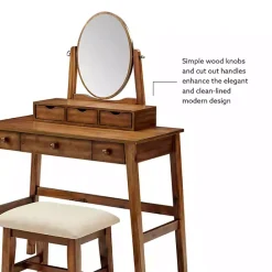 New Kirklands Home Walnut Lorna Tilting Mirror 2-pc. Vanity Set Brown