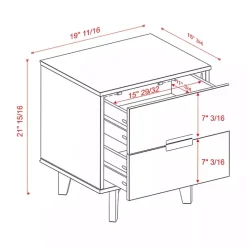Outlet Kirklands Home Walnut Mid-Century Modern 2-Drawer Nightstand Brown