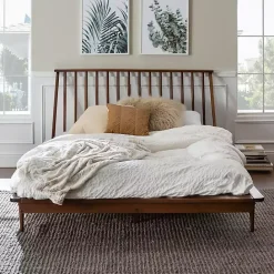 Discount Kirklands Home Walnut Mid-Century Modern Queen Bed Frame Brown