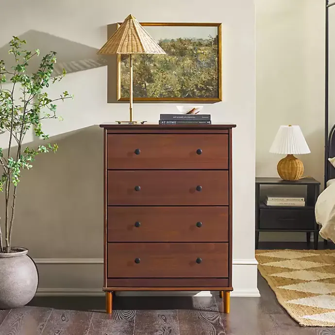 Online Kirklands Home Walnut Mid-Century Modern 4-Drawer Wood Dresser Brown
