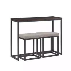 Discount Kirklands Home Walnut Nesting Counter Table and Stools, Set of 3