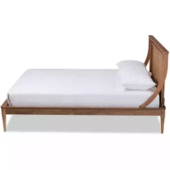 Kirklands Home Walnut Rattan Swooping Queen Platform Bed