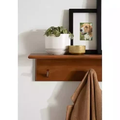 Online Kirklands Home Walnut Wood Alia Shelf with Hooks