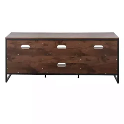 Best Kirklands Home Walnut Wood and Black Steel Media Stand Brown