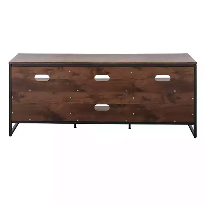 Best Kirklands Home Walnut Wood and Black Steel Media Stand Brown