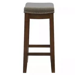 Best Kirklands Home Walnut Wood Counter Stool with Cushion Gray