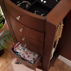 New Kirklands Home Walnut Wood 6-Drawer Maddie Jewelry Armoire Brown