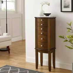 Best Kirklands Home Walnut Wood 5-Drawer Zinnia Jewelry Armoire Brown